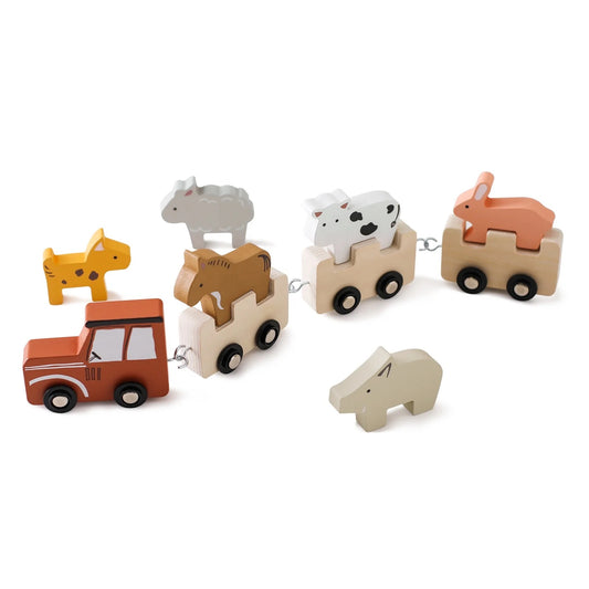 Wooden Animal Train Set